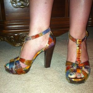 BCBG Snake Skin Platforms Multi-Colored